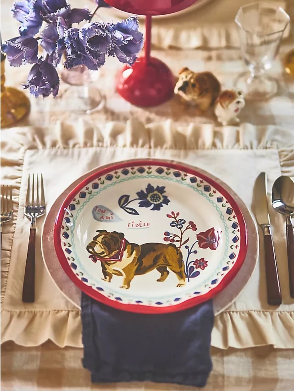 Anthropologie Nathalie Lete Francophile Bulldog Dog Ton Ami Fidele Plate 10” New